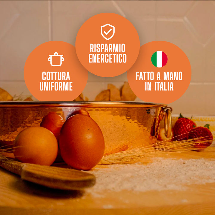 Tortiera per Dolci in Rame Puro con Rivestimento in Stagno