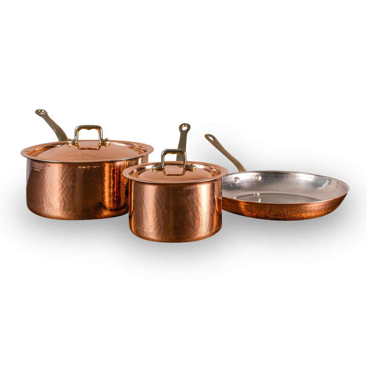 Set Professionale in Rame Stagnato – Pentolino, Casseruola e Padella per la Cucina Quotidiana