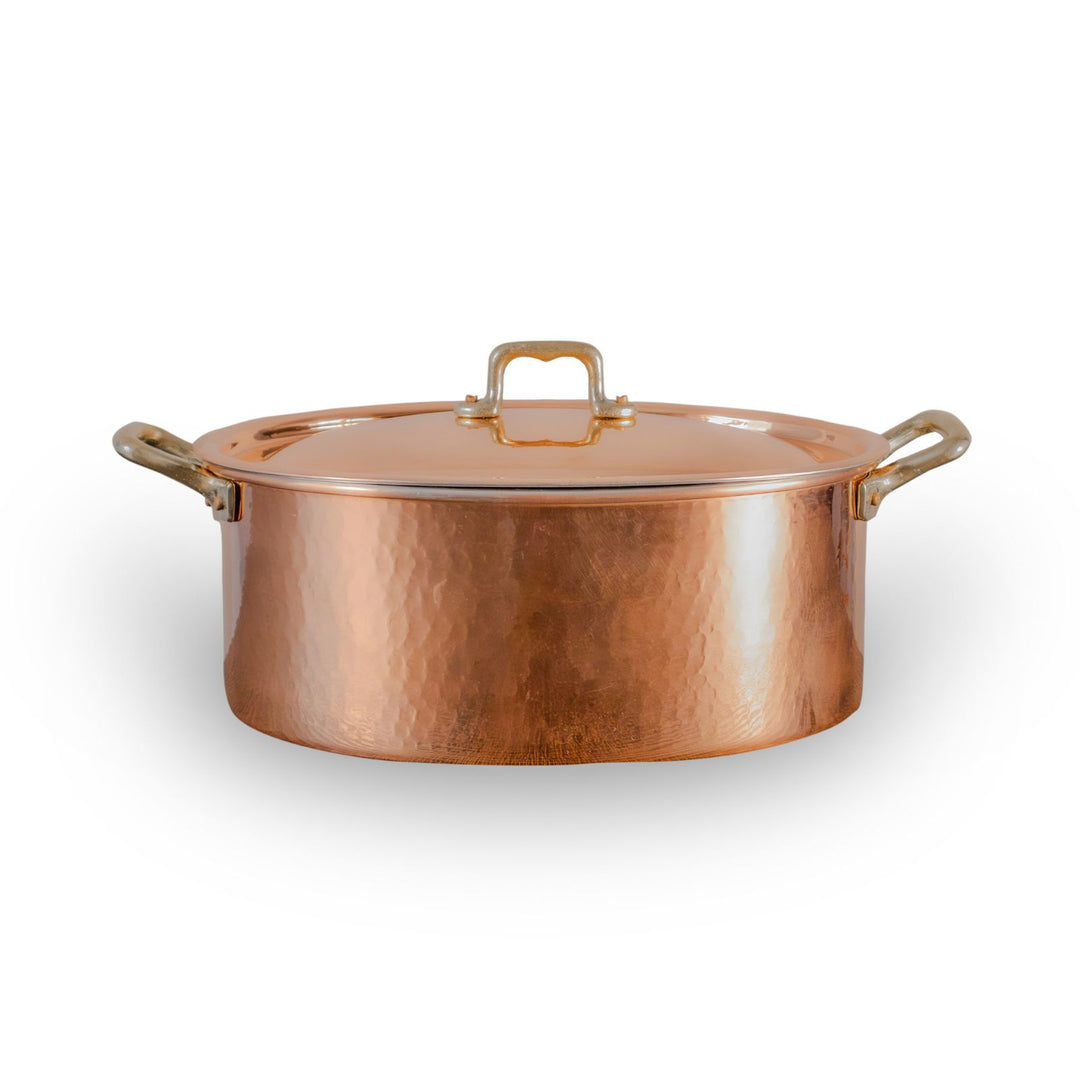 Casseruola Ovale Alta in Rame Puro con Rivestimento in Stagno