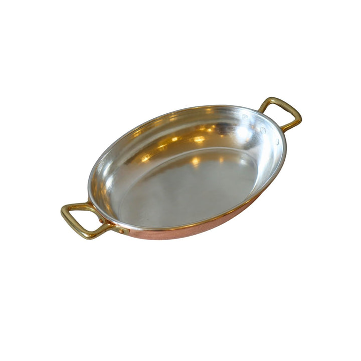 Tegame Ovale in Rame Puro con Rivestimento in Stagno