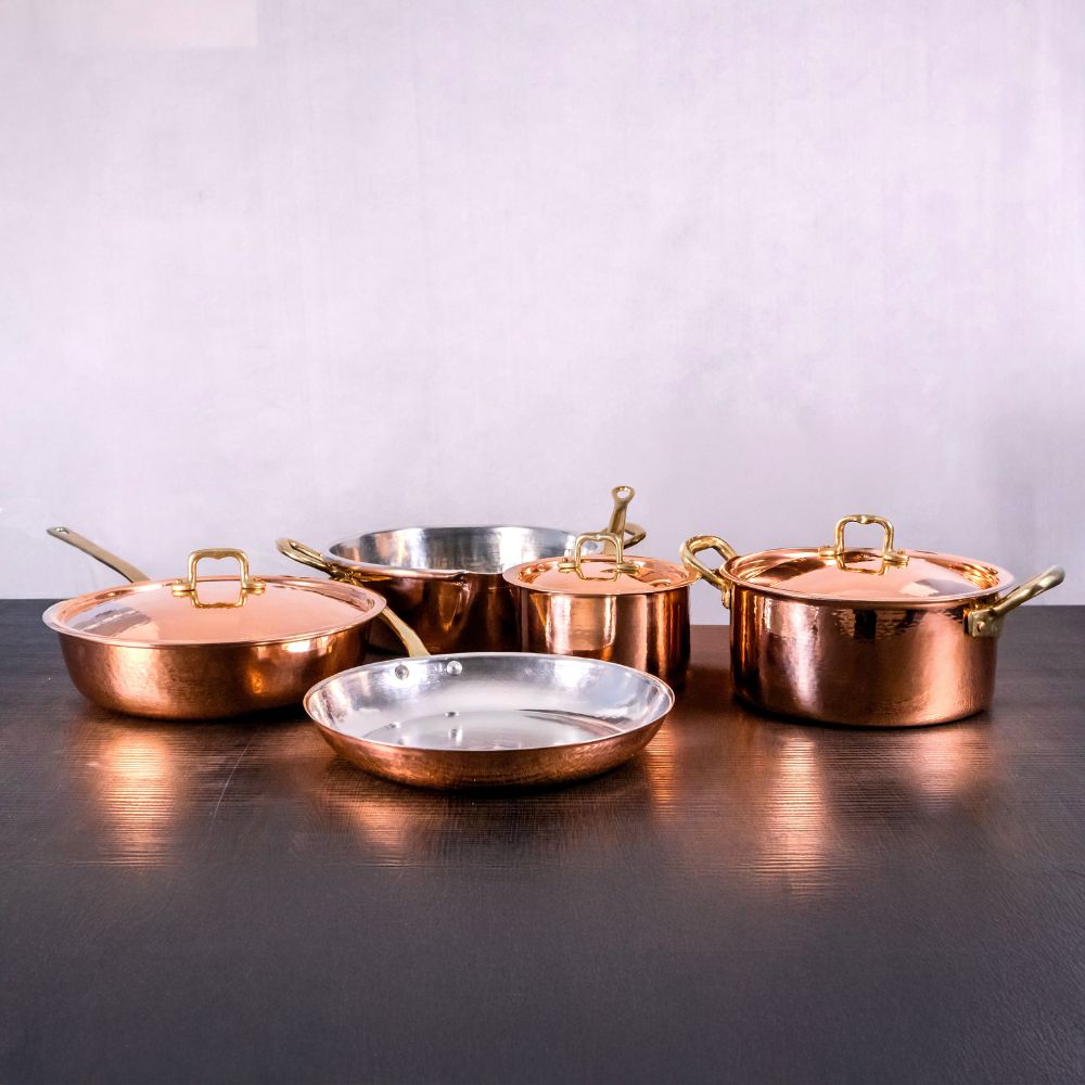 Batteria Pentole Professionali in Rame Puro Stagnato - 8 Pezzi