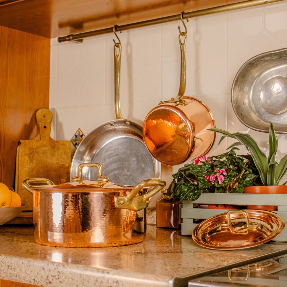 Batteria Pentole Professionali in Rame Puro Stagnato - 8 Pezzi