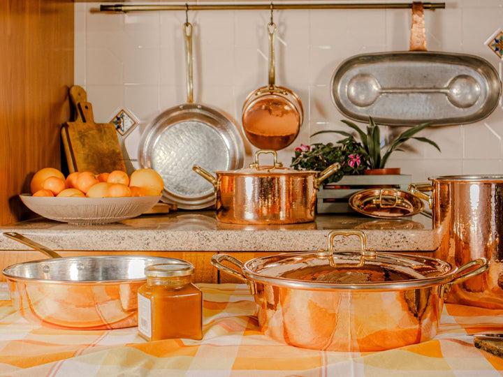 Batteria Pentole Professionali in Rame Puro Stagnato - 8 Pezzi
