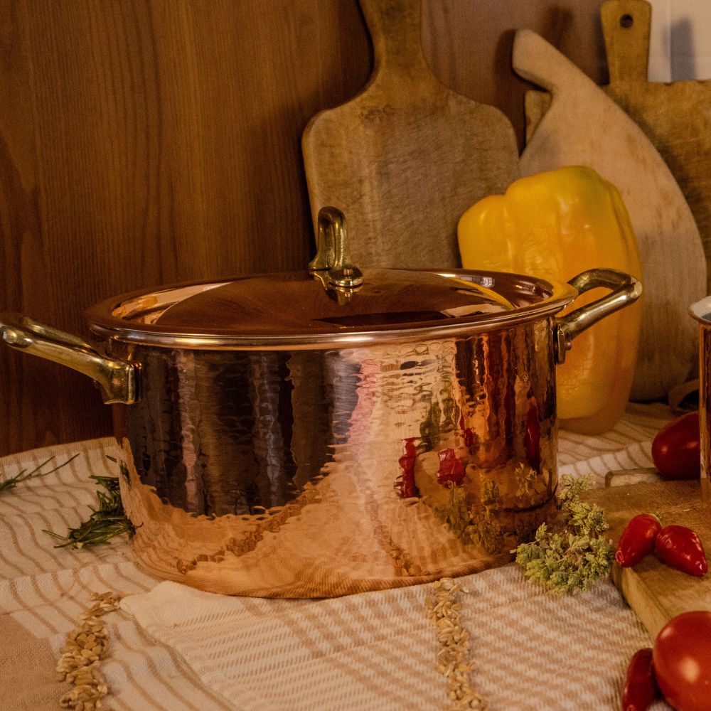 Casseruola Alta in Rame Puro con Rivestimento in Stagno