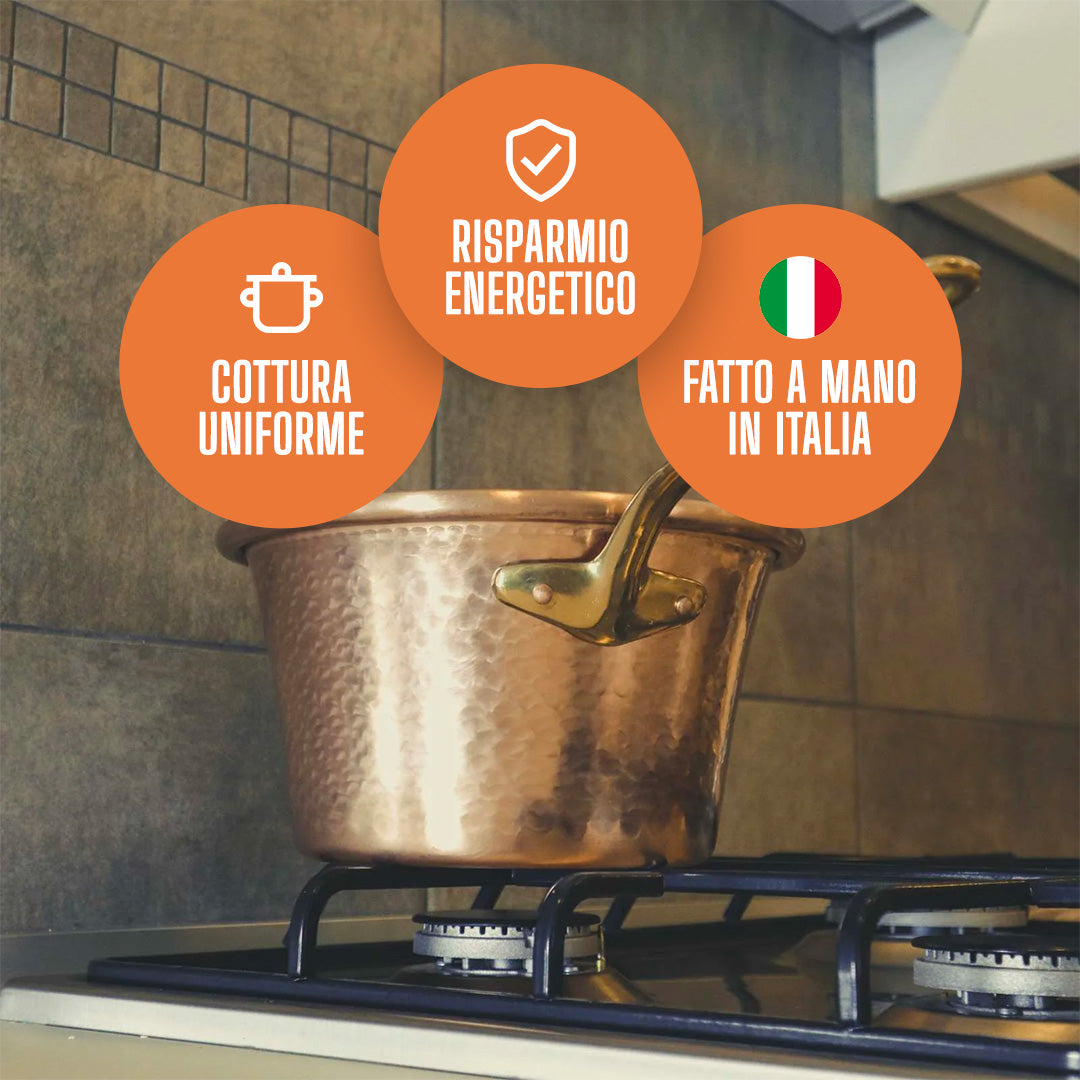 Paiolo Artigianale in Rame Puro con Fondo Piano